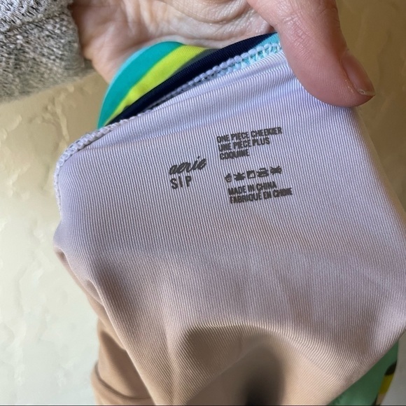 Aerie Green and Blue Stripe One Piece Swim Suit - Picture 6 of 6